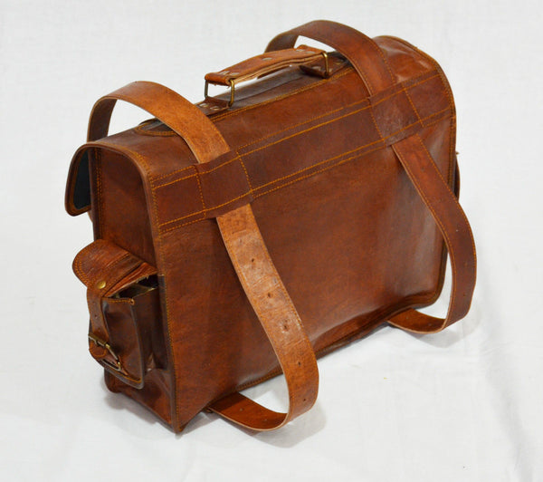 Vintage leather laptop backpack bag