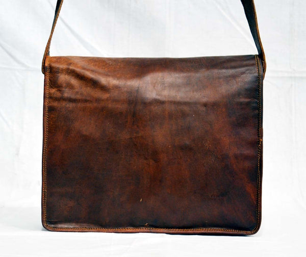 Vintage Leather Messenger Bag for Men and Women10" x 13" x 4"