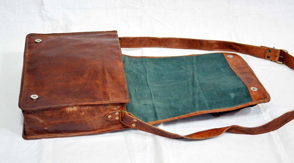 Vintage Leather Messenger Bag for Men and Women10" x 13" x 4"