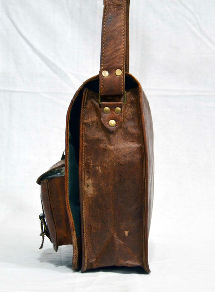 Vintage Leather Messenger Bag for Men and Women10" x 13" x 4"