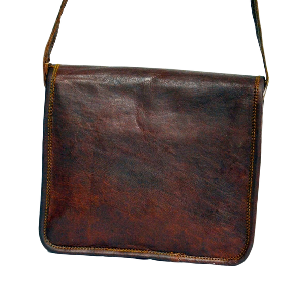 Vintage Leather Messenger Bag for Men & Women 11" x 8" x 2.5"