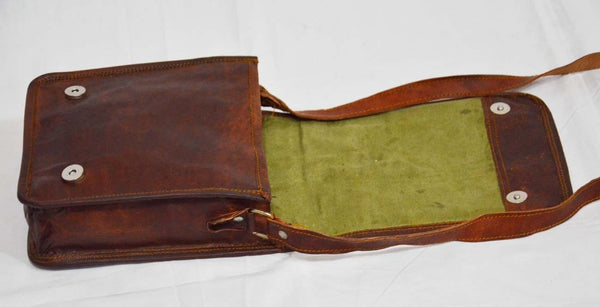 Vintage Leather Messenger Bag for Men & Women 11" x 8" x 2.5"