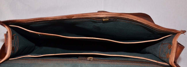 Vintage Leather Messenger Bag for Men and Women 15" x 11" x 4"