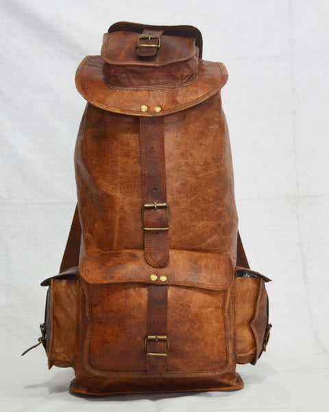 handmade vintage leather rucksack