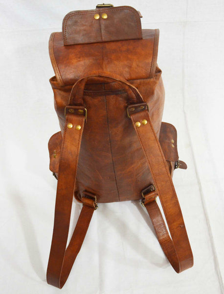 vintage leather handmade rucksack