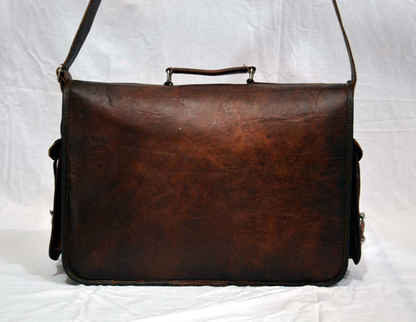 Vintage Leather Handmade Satchel and Camera Case 16" x 12"  x 5"