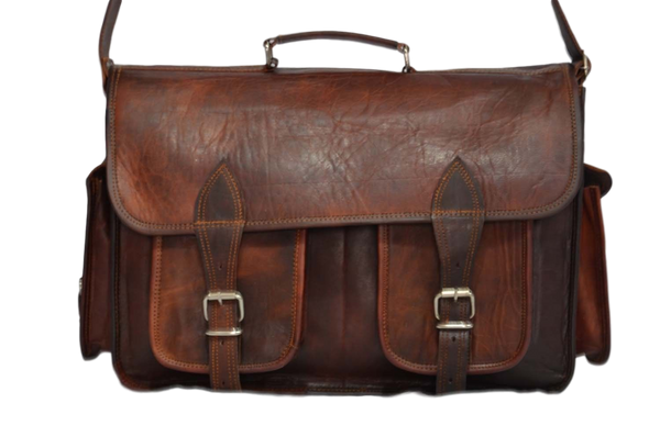 Vintage Leather Handmade Satchel and Camera Case 16" x 12"  x 5"