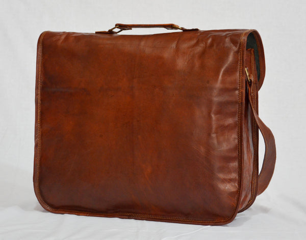 Handmade Vintage Leather Satchel and Briefcase 15" x 11"  x 4"