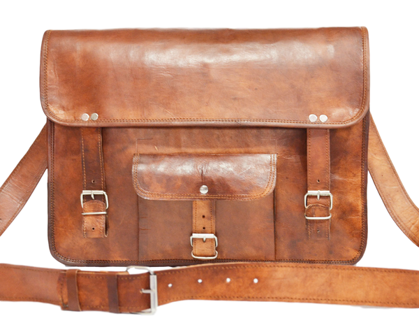 handmade vintage leather laptop bag