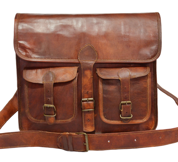 Vintage Leather Handmade Satchel and Briefcase 15" x 11"  x 4"