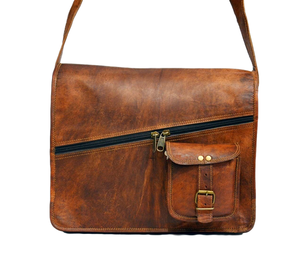 Vintage Leather Handmade Satchel and Briefcase 14" x 11"  x 4"