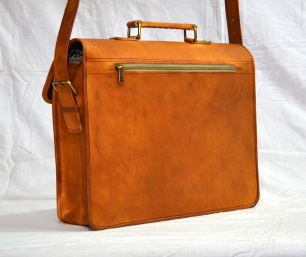 handmade real leather mens laptop bag