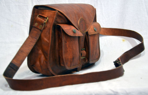 Women's Vintage Leather Handmade Satchel Bag  12" x 9"  x 4"