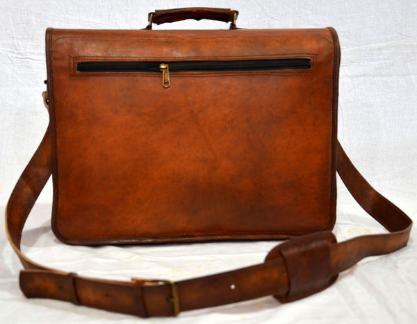 Vintage Leather Laptop Bag and Satchel Bag 12" x 16" x 4.5"