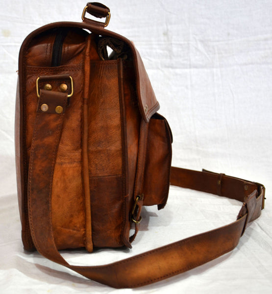 Vintage Leather Laptop Bag and Satchel Bag 12" x 16" x 4.5"