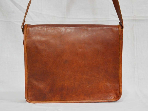 Vintage Leather Messenger Bag for Men & Women 9" x 7" x 2.5"