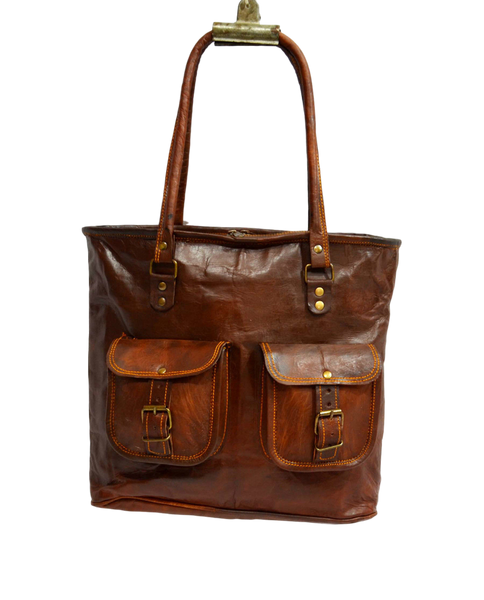 Vintage Leather Tote Bag for Women.  11" x 14" x 3"