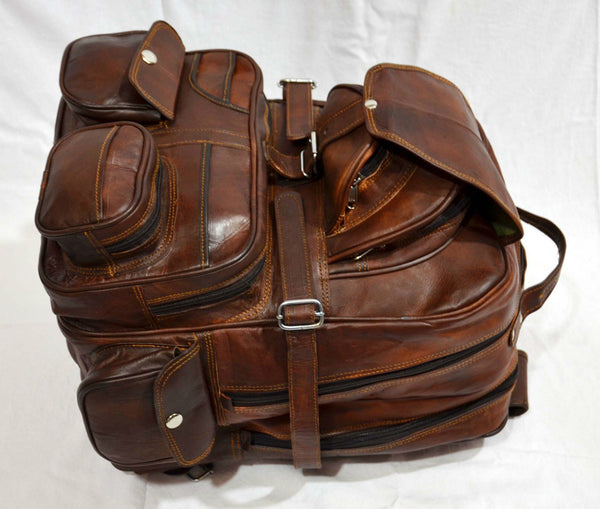 large vintage leather rucksack  for men