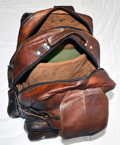 large vintage leather rucksack