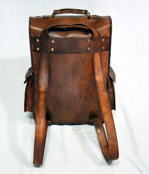 handmade vintage leather  rucksack backpack