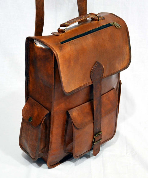 real  vintage leather rucksack backpack