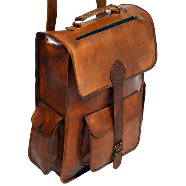 handmade vintage leather mens rucksack
