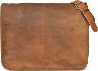 Vintage Leather Messenger Bag for Men & Women 11" x 15" x 2.5"