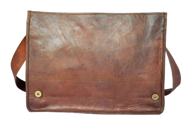 Vintage Leather Messenger Bag for Men and Women 15" x 11" x 4"