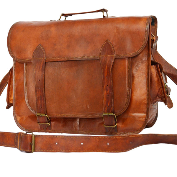 Vintage leather laptop messenger satchel