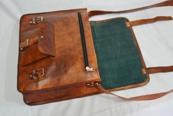 vintage leather laptop bag  satchel 