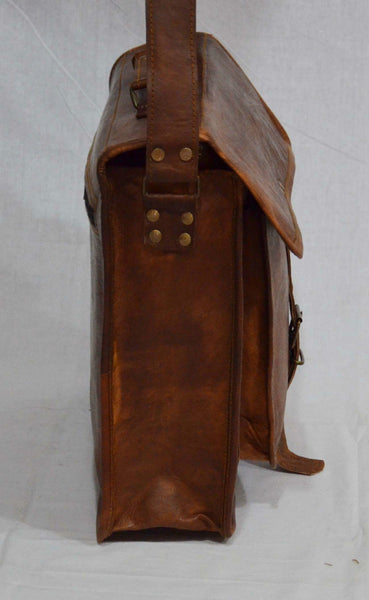 vintage leather laptop shoulder bag