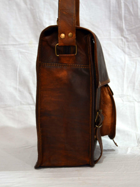 handmade vintage leather ladies laptop bag