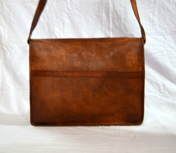 Vintage Leather Messenger Bag for Men & Women 11" x 15" x 4.5"