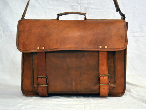 vintage leather laptop bag for men and women