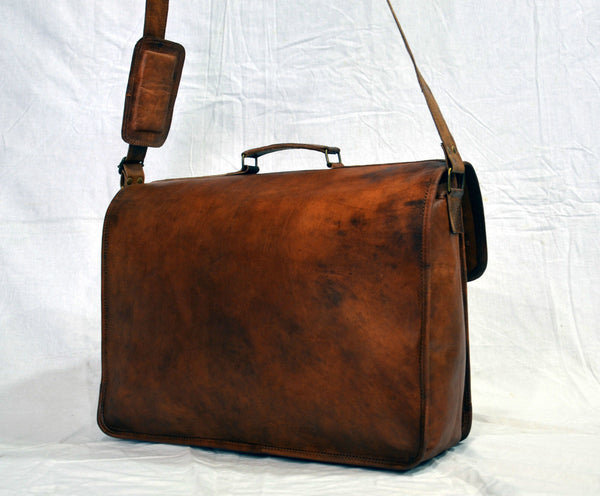 vintage leather laptop messenger bag  for men