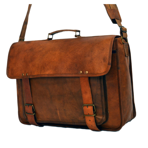mens handmade real leather vintage laptop bag