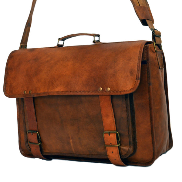 handmade vintage leather laptop bags  for men