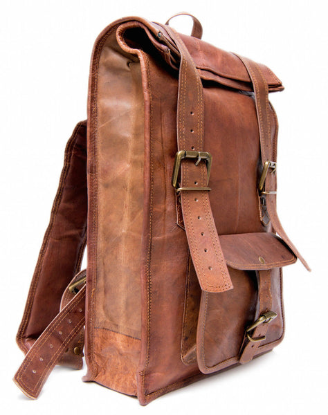 vintage leather rucksack