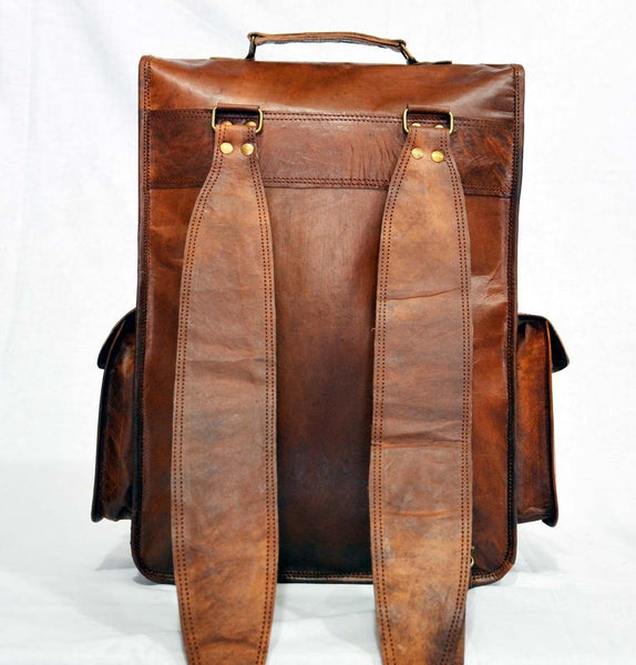 handmade vintage leather rucksack