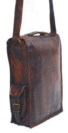 Vintage Leather Briefcase and Messenger Bag 11" x 15" x 4".