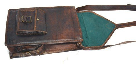 Vintage Leather Briefcase and Messenger Bag 11" x 15" x 4".