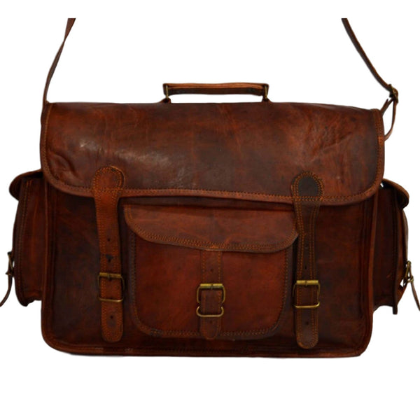 vintage leather laptop satchel