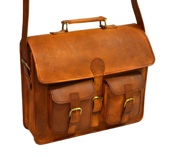 handmade vintage leather laptop bag for  men