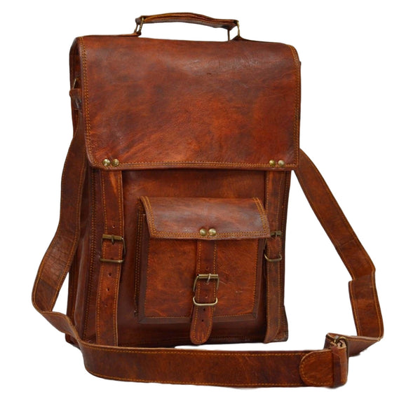 Vintage leather messenger laptop bag