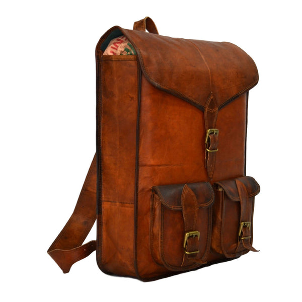 handmade vintage leather rucksack backpack